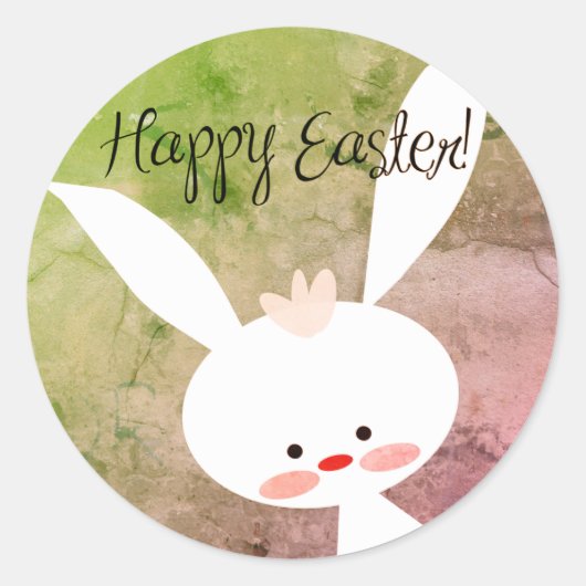 Cute teal bunny happy Easter stickers ラウンドシール (正面)