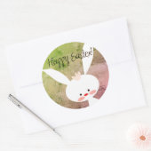 Cute teal bunny happy Easter stickers ラウンドシール (封筒)