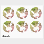 Cute teal bunny happy Easter stickers ラウンドシール (シート)