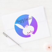 Cute teal bunny happy Easter stickers ラウンドシール (封筒)