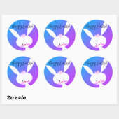 Cute teal bunny happy Easter stickers ラウンドシール (シート)