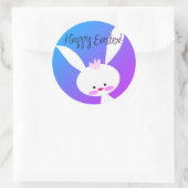 Cute teal bunny happy Easter stickers ラウンドシール (バッグ)