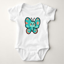 Cute Teal Butterfly Kawaii Art Baby Clothes