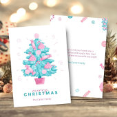 Cute Teal Candy Christmas Tree Card シーズンカード