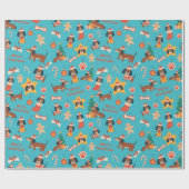 Cute Teal Christmas Dachshund Merry Woofmas ラッピングペーパー (フラット)