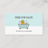 Cute Teal Dog Grooming Boutique Pet QR Code 名刺 (正面)