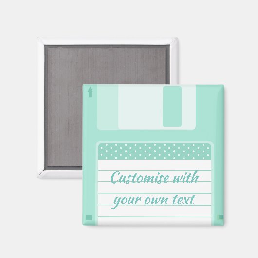 Cute Teal Floppy Disk to Customise With Own Text マグネット (正面/裏面)