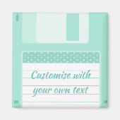 Cute Teal Floppy Disk to Customise With Own Text マグネット (正面)