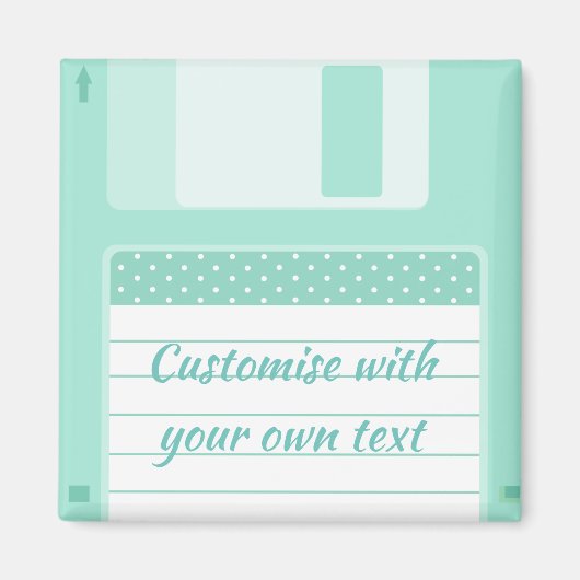 Cute Teal Floppy Disk to Customise With Own Text マグネット (正面)