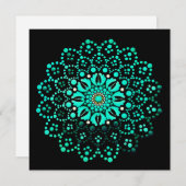 Cute Teal Mandala Blank Note Card サンキューカード (正面/裏面)
