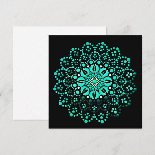 Cute Teal Mandala Blank Note Card サンキューカード (正面/裏面)