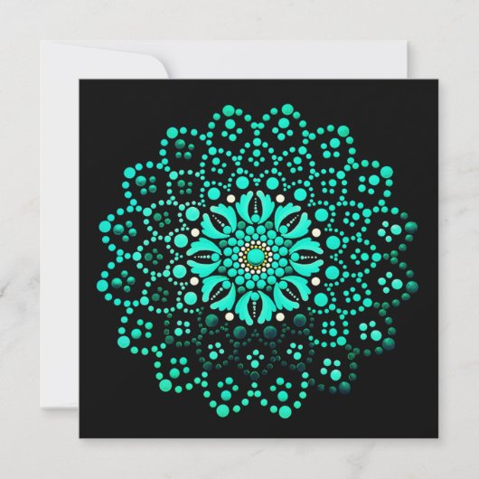 Cute Teal Mandala Blank Note Card サンキューカード (正面)