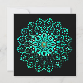 Cute Teal Mandala Blank Note Card サンキューカード