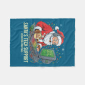 Cute Tech Support Rebooting s Computer Santa Santa フリースブランケット (正面(横))