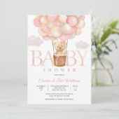 Cute Teddy Balloon Baby Shower Invitation 招待状 (スタンド正面)