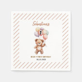 Cute Teddy Bear 1st Birthday | Sweet Bear  スタンダードカクテルナプキン (正面)