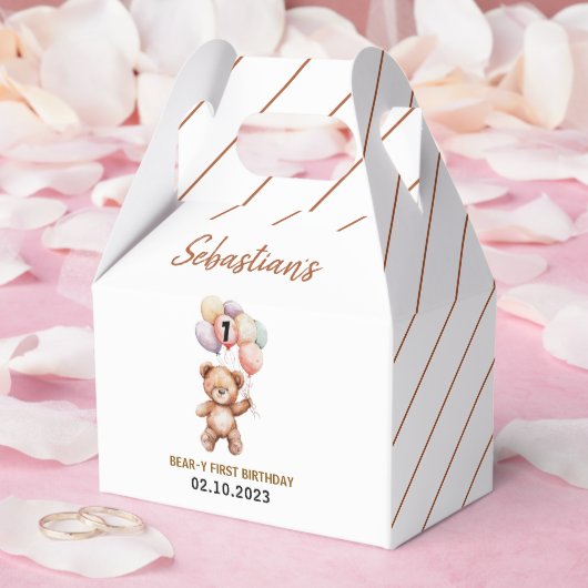 Cute Teddy Bear 1st Birthday | Sweet Bear  フェイバーボックス (ウェディング)