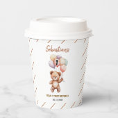 Cute Teddy Bear 1st Birthday | Sweet Bear  紙コップ (正面)