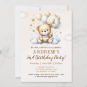 Cute Teddy Bear 2nd Birthday for Boy 招待状 (正面)