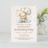 Cute Teddy Bear 2nd Birthday for Boy 招待状 (スタンド正面)