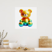 Cute Teddy Bear Aesthetic Wall Art Poster for Cozy ポスター (キッチン)