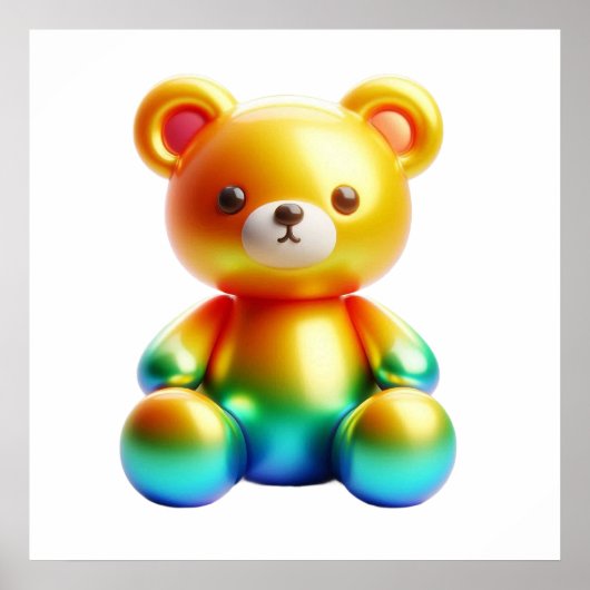 Cute Teddy Bear Aesthetic Wall Art Poster for Cozy ポスター (正面)