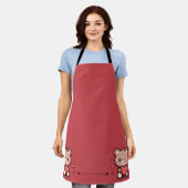Cute Teddy Bear All-Over Print Apron – Sweet Kitch エプロン (着用した状態)