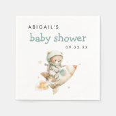 Cute Teddy Bear Astronaut Boy Baby Shower スタンダードカクテルナプキン (正面)