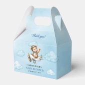 Cute Teddy Bear Aviator Airplane Blue Brown Shower フェイバーボックス (正面サイド)