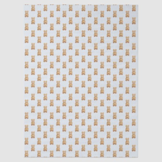 Cute Teddy Bear Baby Blue Baby Shower 薄葉紙 (正面)