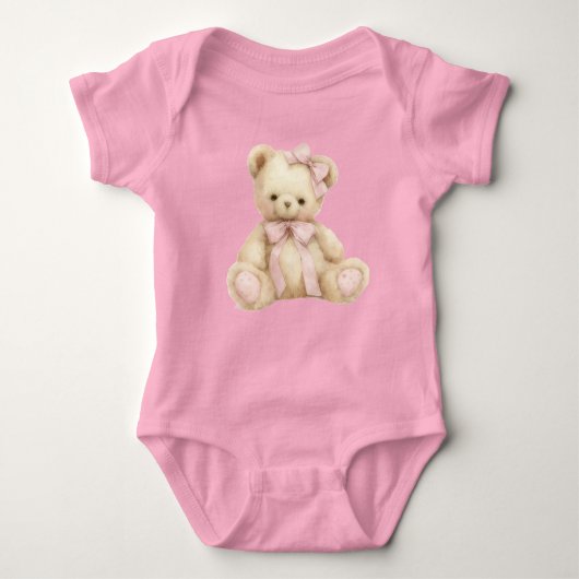 Cute Teddy Bear Baby Jersey Bodysuit ベビーボディスーツ (正面)