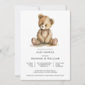 Cute Teddy Bear Baby Shower 招待状 (正面)