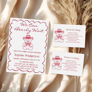 Cute Teddy Bear Baby Shower Books for Baby エンクロージャーカード