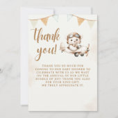 Cute Teddy Bear Baby Shower boy サンキューカード (正面)