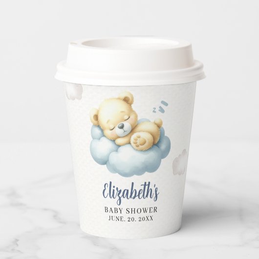Cute Teddy Bear Baby Shower Boy  紙コップ (裏面)