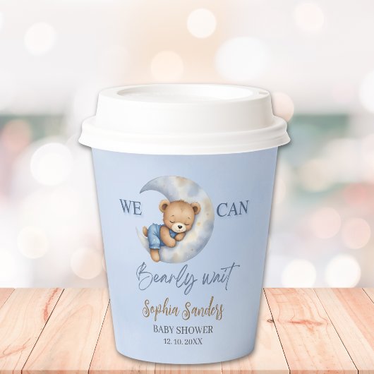 Cute Teddy Bear Baby shower boy 紙コップ