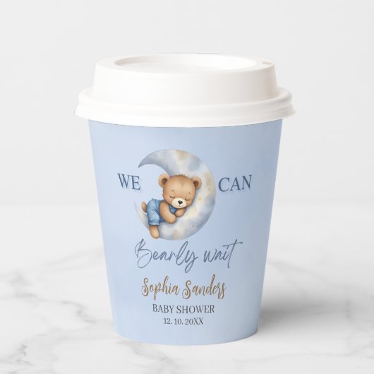 Cute Teddy Bear Baby shower boy 紙コップ (正面)