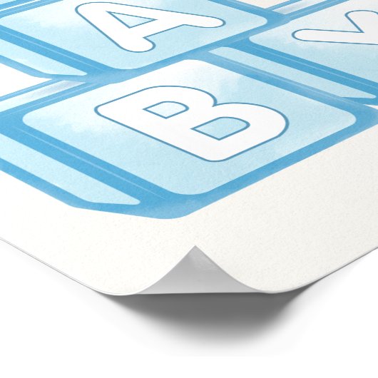 Cute Teddy Bear Baby Shower Boy Decoration ポスター (角)