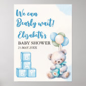 Cute Teddy Bear Baby Shower Boy Decoration ポスター (正面)
