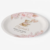 Cute Teddy Bear Baby Shower Girl ペーパープレート (アングル)