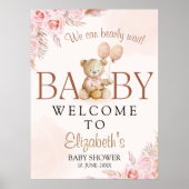 Cute Teddy Bear Baby Shower Girl ポスター (正面)