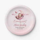 Cute Teddy Bear Baby shower Girl Pary ペーパープレート (正面)