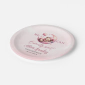 Cute Teddy Bear Baby shower Girl Pary ペーパープレート (アングル)