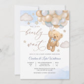 Cute Teddy Bear Baby Shower Invitation 招待状 (正面)