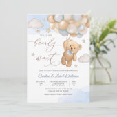 Cute Teddy Bear Baby Shower Invitation 招待状 (スタンド正面)
