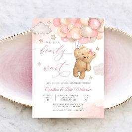 Cute Teddy Bear Baby Shower Invitation 招待状