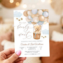 Cute Teddy Bear Baby Shower Invitation 招待状