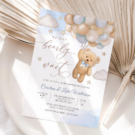 Cute Teddy Bear Baby Shower Invitation 招待状