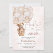 Cute Teddy Bear Baby Shower Invitation 招待状 (正面)