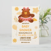 Cute Teddy Bear Baby Shower Invitation for Girl 招待状 (スタンド正面)